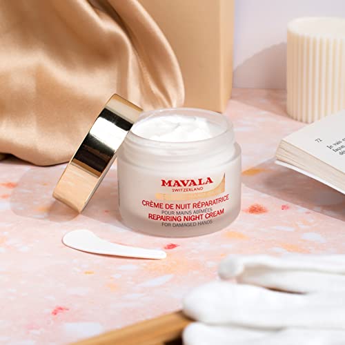 MAVALA Repairing Night Cream for Hands| Dry hands Treatment | Cracked Hands Repair| Overnight Hand Moisturizer | 30 Day Treatment | Moisturizing Gloves | 2.4 Oz