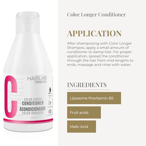 SALERM - Dyed Hair Conditioner - Color Longer Hair Lab - 300 ml - with Provitamin B5 and Vitamins A and E - Seals and Maintains Color - UV Protector - Sulfate and Paraben-Free