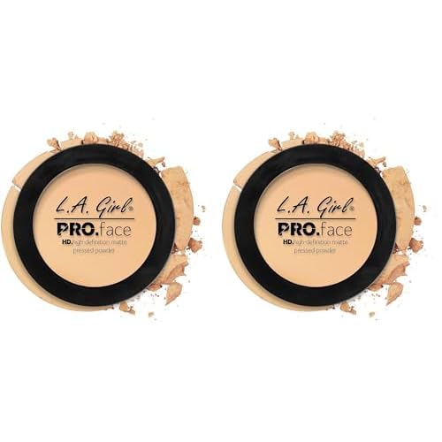 L.A. Girl Pro.Face Matte Pressed Powder, Creamy Natural GPP604 (Pack of 2)