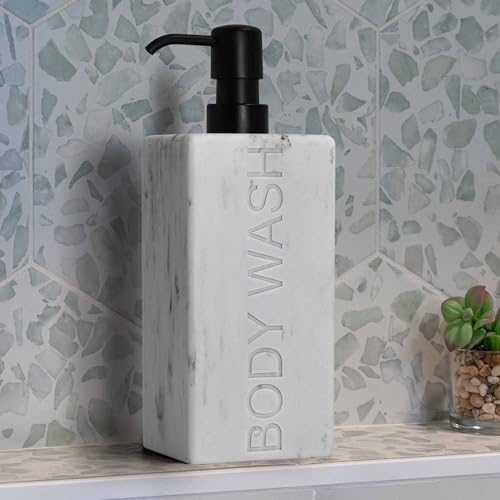 Rectangular Resin Dispenser Premium Bathroom Shampoo Conditioner Body Wash Bottle Modern Refillable Pump Design