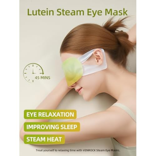 Venrock Lutein Self-Heating Steam Eye Mask 10 Packs - Heated Warm Compress for Dry Eyes, Dark Circles & Puffiness, Disposable SPA Sleep Mask, Travel Essentials & Relaxation Gifts