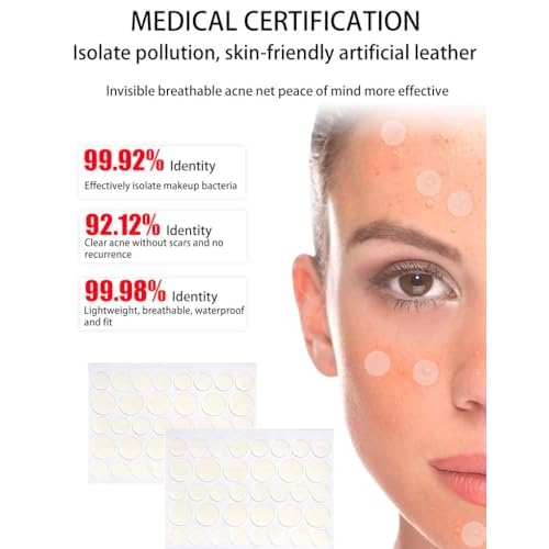 Acne Clear Hydrocolloid Patches with Powerful Blend Of Salicylic Acid, Tea Tree Oil & Centella Asiatica for Treating Zits, Blemishes & Stubborn acne. Fast-Acting Acne Care (72 patches)