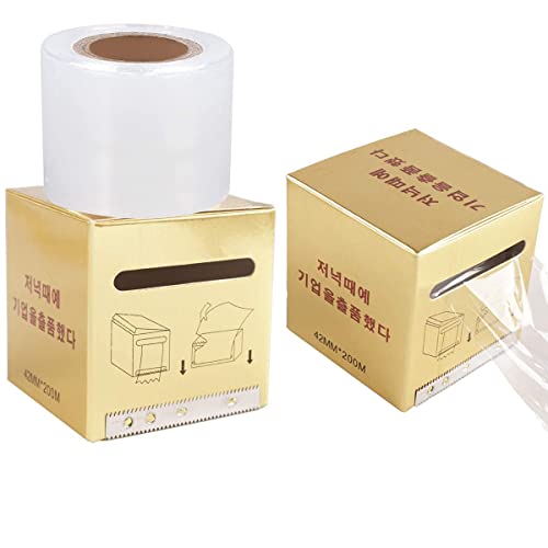 Disposable Eyebrow Tattoo Plastic Wrap Preservative Saran Barrier Film Microblading Supplies Lips Permanent Make Up Cling Wrap Cover Tape Roll Transparent 2 PCS