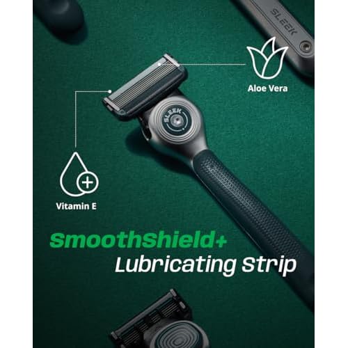DORCO SLEEK Six Blade Razor System with Multi-Flex Technology Refill Set, Precision Shaving Razor Replacement Cartridge (4 Pack)