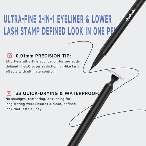DUDUDU Lower Lash Stamp, Eyeliner Lash Stamp for Bottom Lashes, 2-IN-1 Ultra-Fine Waterproof Eyeliner Pen, Long-Lasting Smudge-Proof Eye Makeup Tool, Natural Lower Lash Stamp for Women
