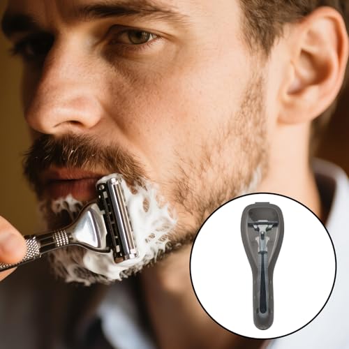 4 Pcs Razor Travel Case Set, 2 Black & 2 White Transparent Portable Manual Razor Cover, Travel Manual Shaver Razors Cover Holder Universal Shaver Storage Box Holder for Men (2.3x6.7)