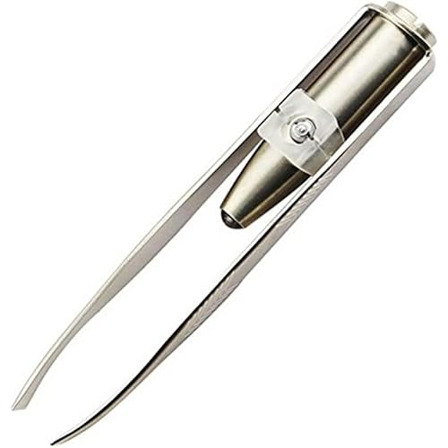 Silver Creative Led Light Eyelash Eyebrow Hair Removal Stainless Steel Make Up Tweezer and Practicality, Hair Removal Tweezers,Women's 8.8x0.8x1.6cm,