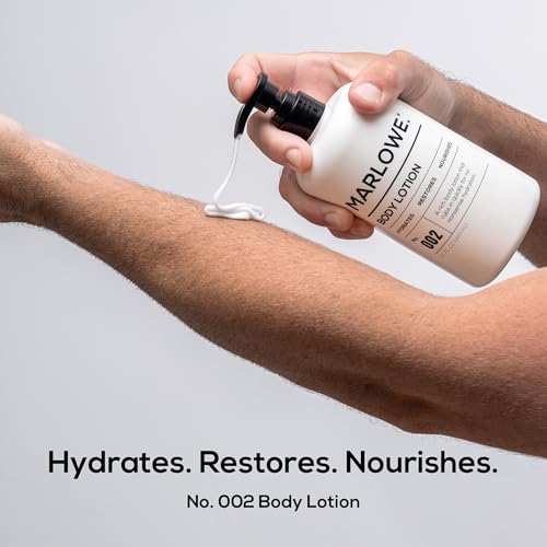 MARLOWE. No. 002 Body Lotion for Men, 15 oz Pump, Original, Revitalizing Dry Skin Lotion with Aloe Vera & Amino Acids, Hydrates & Nourishes, Lightly Scented