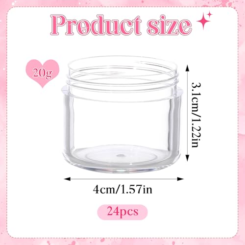 RONRONS 24 Pack Pink Rose Flower Shaped Empty Cream Jars, Clear Leak-Proof Plastic Cosmetic Containers with Lids for Makeup, Nail Polish, Bulk Wholesale for Small Business
