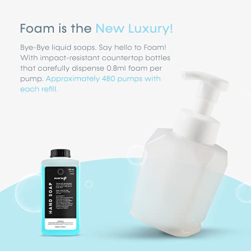 Eversoft Foaming Countertop Hand Soap Bottle Dispenser + 4 x 300ml Refill Foam Hand Soap Cartridge Kit