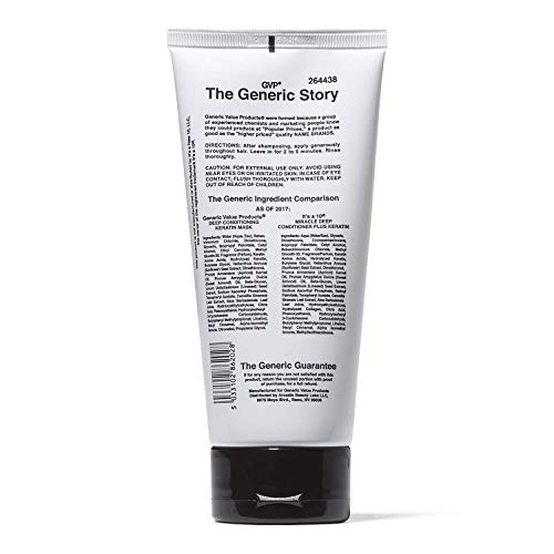 Generic Value Products Deep Conditioning Mask Plus Keratin, Adds Shine, Protects Hair Color, Helps Prevent Heat Damage, Detangles, 6 Oz