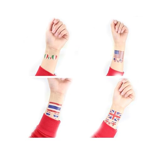 10 Sheets Columbia Colombia Flag Tattoos Stickers 40 Pcs Waterproof Sweat Sports National Flag Removable Fake Tattoos