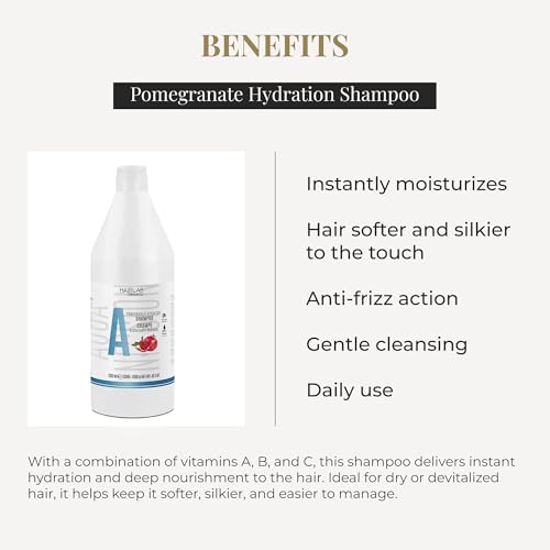Salerm - Hydrating Shampoo - Hair Lab Pomegranate - 1200 ml - Gentle Cleanser - Suitable for Daily Use - With Vitamins A, B, and C - Paraben-Free - Vegan - Strawberry Scent