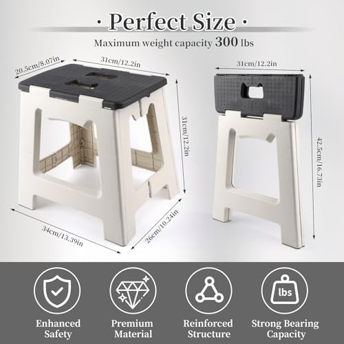 Shower Stool for Shaving Legs, Foot Rest Folding Stool Step with 2 Hooks, Foldable Waterproof Plastic Corner Shower Foot Rest for Pedicure Shave Legs (Gray)