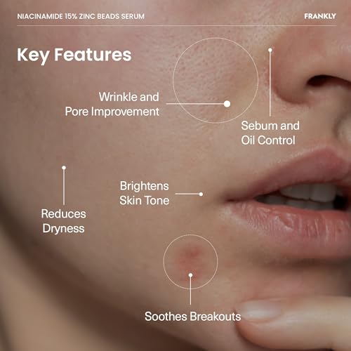 FRANKLY Niacinamide 15% + Zinc Bead Serum Jumbo | High-Dose Yet Gentle Skin Repair | Acne, Pore & Redness Control | Bead-to-Skin Delivery System for Fresh Niacinamide | Korean Skincare | 2.02 fl.oz