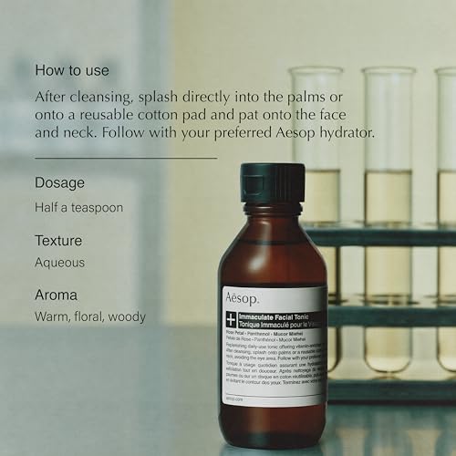 Aesop Immaculate Facial Tonic | Vitamin-Rich, Hyrdating Gentle Exfoliant | for Refined Skin Texture | 3.3 fl oz