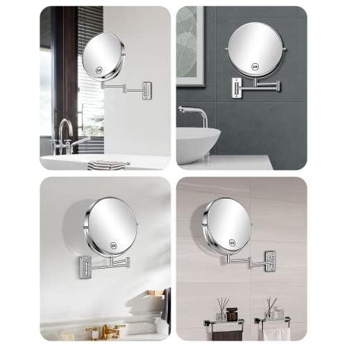 Gospire 9 Inch Extra Large Wall Mounted Mirror with 1X/10X Magnification, 360¡Æ Swivel & Extendable, Chrome Polished Finish for Bathroom Vanity, Shaving & Makeup (Men & Women)