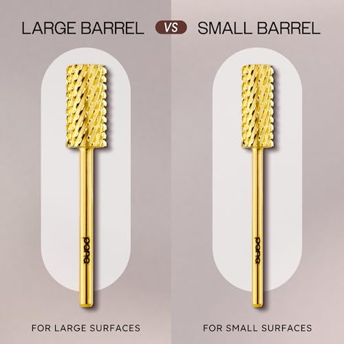 PANA Professional 3/32" Shank Size - Flat Top Large Barrel Gold Carbide Bit 2X Coarse Grit - Nail Drill Bit for Dremel Machine