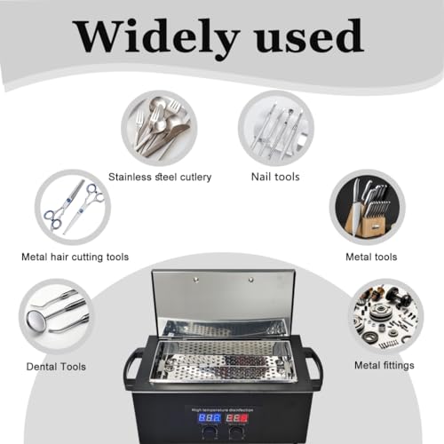 Tool Sterilizers, High temperature sterilization up to 230¡ÆC Time Setting, for Nail Salons Dental Clinics Hair Cutting Tools and Daily Household Use Black