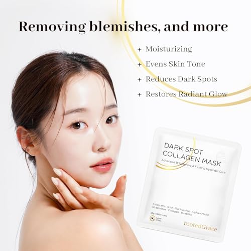 Deep Collagen Face Mask Overnight Hyrdrogel Korean Skincare - Dark Spot Corrector & Niacinamide - Hydrating Pore Minimizing Glass Skin Anti Aging | 0.88oz (25g) x 4ea