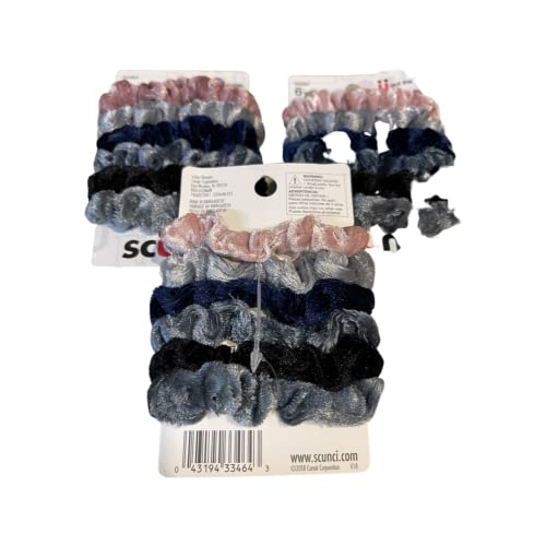 scunci Velvet elastic ties, 6 pcs, 33464, Pack of 3 (18 count total)