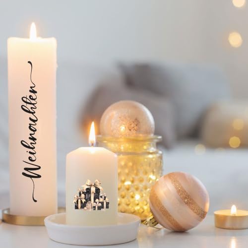Candle Tattoos, 6 Sheets Christmas Winter Candle Stickers Decorative Decals for Crafts Candle Scrapbook DIY Snowman Merry Christmas Table Home Decorations
