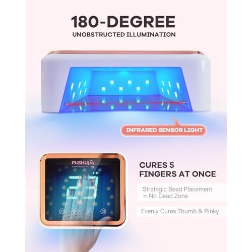 Professional Rechargeable UV LED Nail Lamp,Cordless UV Nail Dryer for Gel Polish with 3 Timer Settings (30/60/90s), Smart Infrared Sensor & LCD Display, 30 UV/LED Beads