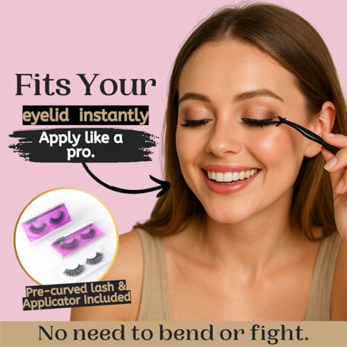 10 Pairs Mink Lashes Fluffy Eyelashes Mink Wispy Lashes (Pink) - Ready-to-Wear, Pre-Curved, Feather-Light Comfort, Secure Fit, Reusable Up to 20 Times, Instant Glam, No Trimming, Individually Sealed