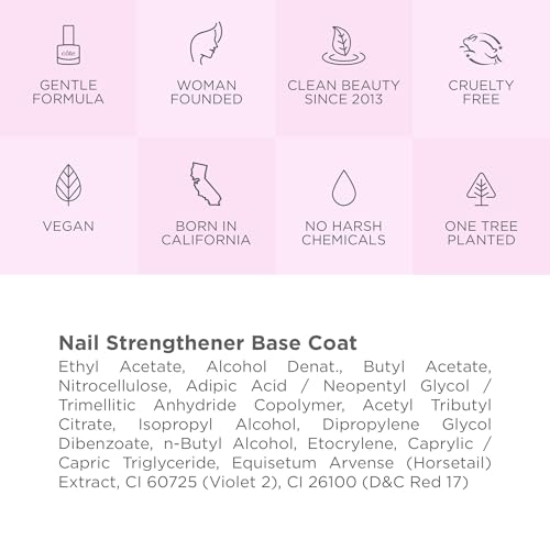 Cote Beauty Nail Strengthening Base Coat, Smooths Nails with Horsetail Extract, Vegan, Cruelty-Free, Fast Drying Nail Strengthener Base Coat, Primer for Polished Nails, 0.27 fl oz (8 ml)