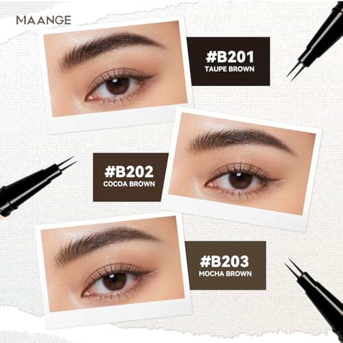 MAANGE Liquid Brow 2-Fork-Tip£¬Ultra-fine Waterproof Long-lasting, Smudge-Proof, Creates Natural Tint,Deep Brown,B202-2pcs