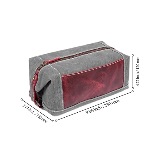 Londo Toiletry Bag Genuine Leather and Canvas Travel Toiletry Bag Dopp Kit - Unisex