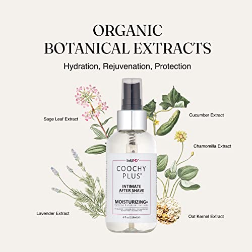 IntiMD COOCHY Intimate After Shave Protection Moisturizer Plus By : Delicate Soothing Mist For The Pubic Area & Armpits ? Antioxidant Formula For Razor Burns, Itchiness & Ingrown Hairs