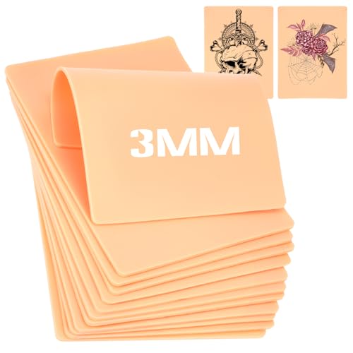 3mm Tattoo Practice Skins, Fake Skin Practice 12Pcs Tattoo 8x6" Double Sides Soft Rubber Blank Microblading Eyebrow for Supplies