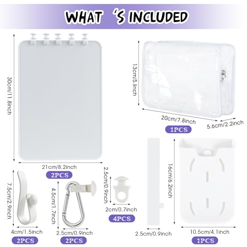 16 PCS Beach Bag Accessories Including Bag Hooks, Insert Key Chain Holder, Divider Tray, Clear Insert Bags,Replacement Rivets,Phone Holde (white)
