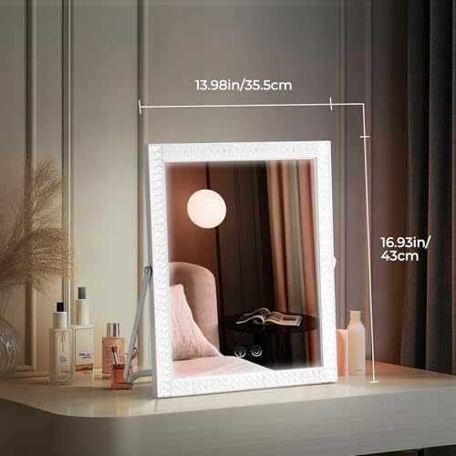 Vanity Mirror with Lights,RGB & 3 Dimmable Light Modes Makeup Mirror with Touch Control,Light Up Mirror for Desk,360¡ÆRotation,17x14 Inch