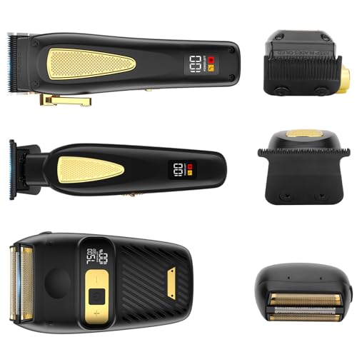Zeuti Hair Clippers,Mens Beard Trimmer,Electric Razor for Men,Professional Hair Cutting Kit & Zero Gap T-Blade Trimmer & 7500 RPM Foil Shaver with LCD Display,Mens Gift