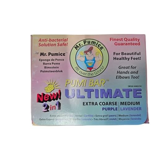 Mr. Pumice Ultimate PUMI Bar: 2-in-1 Dual-Grit (Medium + Coarse) Callus Remover, Pedicure Stone & Ped File Scrubber for Smooth Feet and Heels, (12-Count Display Box)
