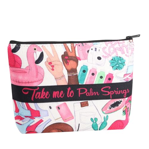 WZMPA Palm Springs Travel Cosmetic Bag Palm Springs Vacation Gifts Take Me To Palm Springs Palm Zipper Pouch Bag Palm Springs Merchandise (To Palm Springs)