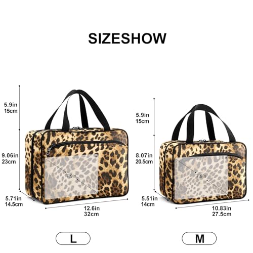 Travel Toiletry Bag for Woman/Men, Wild Animal Sexy Leopard Skin Patterned Hanging Organizer Bag with Pockets Portable Folding Travel Case Bags for Makeup Cosmetic Toiletries Storage Traveling-M