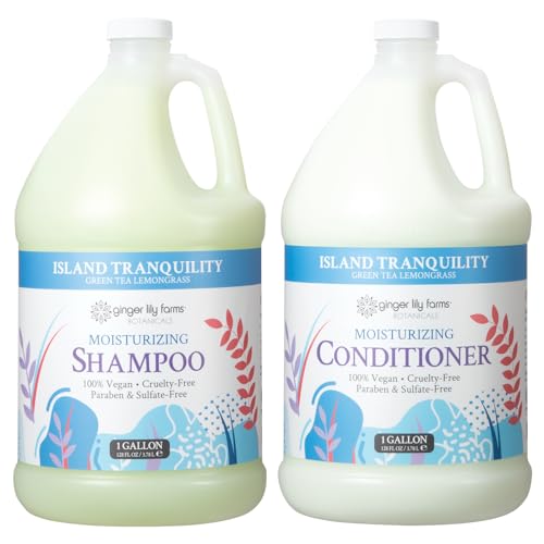 Ginger Lily Farms Botanicals Moisturizing Shampoo and Conditioner Bundle, Island Tranquility, 1 Gallon Each
