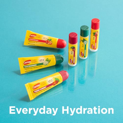 Carmex Daily Care Moisturizing Lip Balm Pack, SPF 15, Multi-Flavor Lip Care Variety Pack Bag, 9 Count (3 Tubes, 6 Sticks)