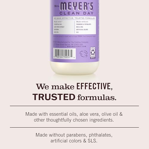MRS. MEYER'S CLEAN DAY Liquid Hand Soap, Lilac Scent, 12.5 Ounce Bottle (Pack of 3)