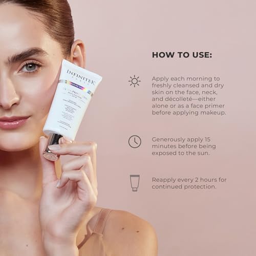Infinitek Paris | Tinted Mineral Face Sunscreen SPF 50 | Galentine¡¯s Gifts & Valentine¡¯s Day Gifts for Women | UVA/UBV and Blue Light Protection, Matte Finish, Water Resistant | 1.75 fl oz / 50 ml