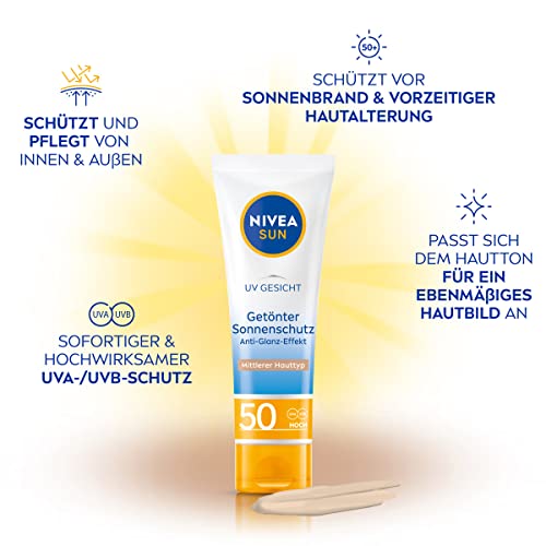 NIVEA Sun Shine Control Matte Face Cream ? Lightweight Daily Face Moisturizer & Shine-Control Hydrating Lotion for Normal to Combination Skin, Non-Greasy Finish, 50 ml Tube
