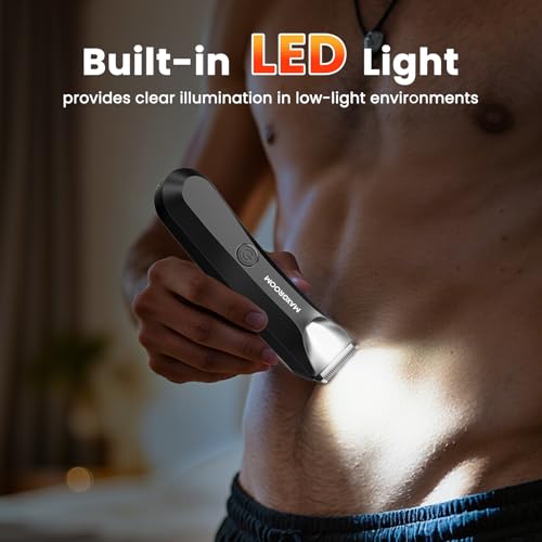 Manscape Body Hair Trimmer for Men, IPX7 Waterproof Pubic & Groin Hair Trimmer- Electric Ball Shaver with LED Light, Ceramic Blade, USB Rechargeable & Travel Pouch