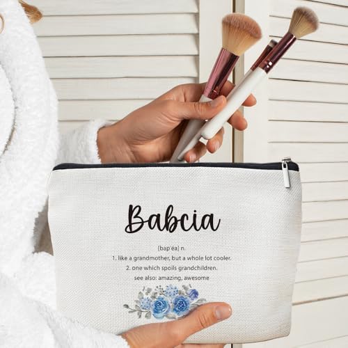 Babcia Gifts Makeup Bag, Best Babcia Gifts for Christmas from Grandkids Cosmetic Bag for Women, Grandma Gift from Granddaughter Grandson Toiletry Bags Zipper Makeup Pouch