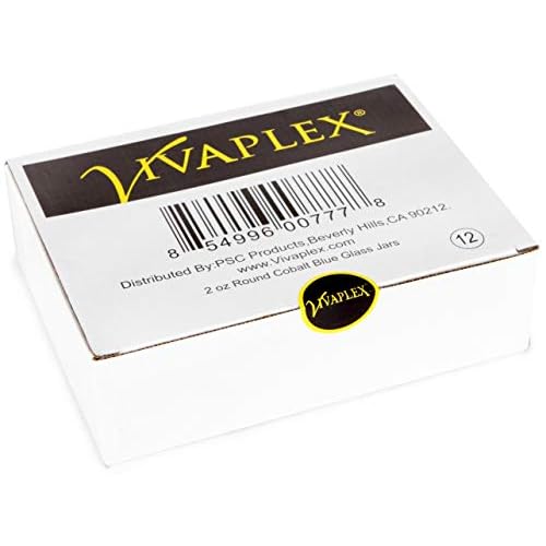 Vivaplex, 12, Cobalt Blue, 2 oz, Round Glass Jars, with Inner Liners and black Lids (Pack of 2)
