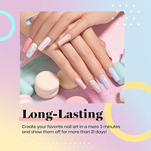 Beetles 20Pcs Gel Nail Polish Kit Pastel Paradise Girly Colors with Nail Tips and Glue Gel Nail Kit Easy DIY Nail Art Fast Nail Extension Set Acrylic Nail Kit