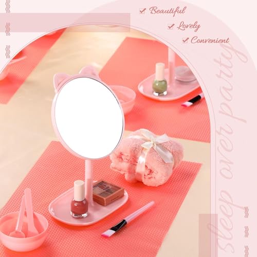 8 Pcs Spa Party Supplies Mirror Pink for Sleepover Favors Makeup Mirror for Spa Sleepover Slumber Birthday Party