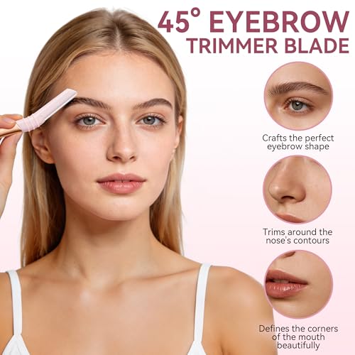 Eyebrow Razor and Face Razor for Women, Reusable Metal Handle with 7 Refill Blades, Dermaplane Razor with Protective Silicone Cap, Eyebrow Hair Trimmer